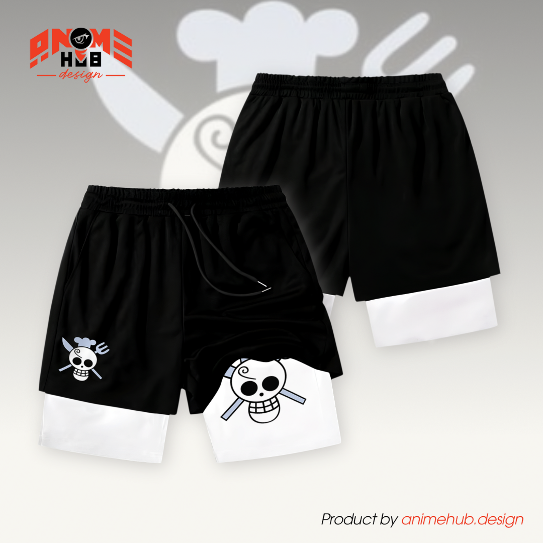 One Piecee Shorts 1 – Sanji Jolly Roger Pirate Symbol Design ANIME HUB