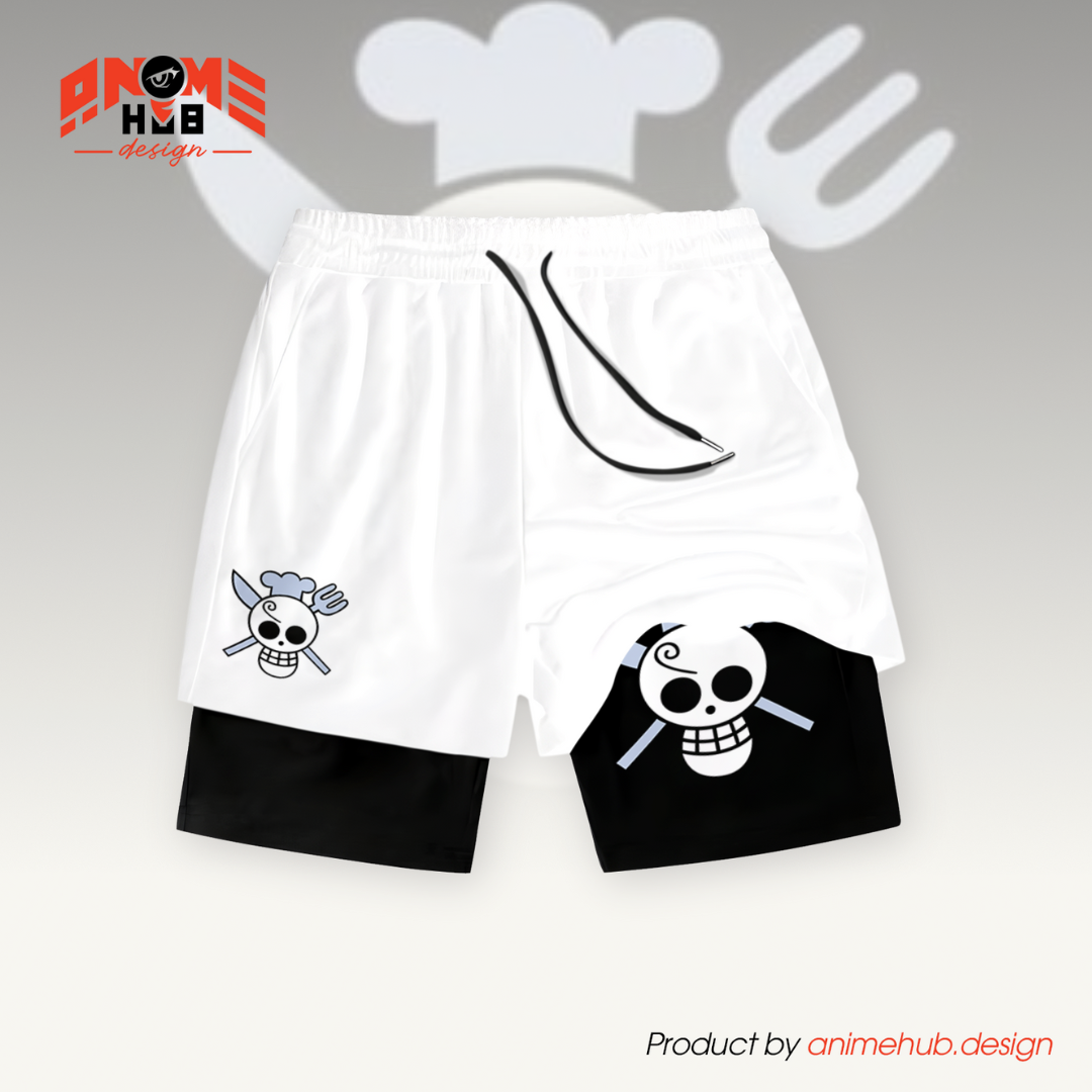 One Piecee Shorts 2 – Sanji Jolly Roger Pirate Symbol Design ANIME HUB
