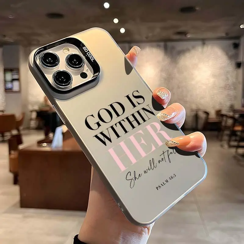 Pink Bible Psalms Quotes Christian Pattern Case for iPhone, Plus Shockproof Drop Protection Durable PC Smartphone Cover, IPhone/Samsung Phone Case