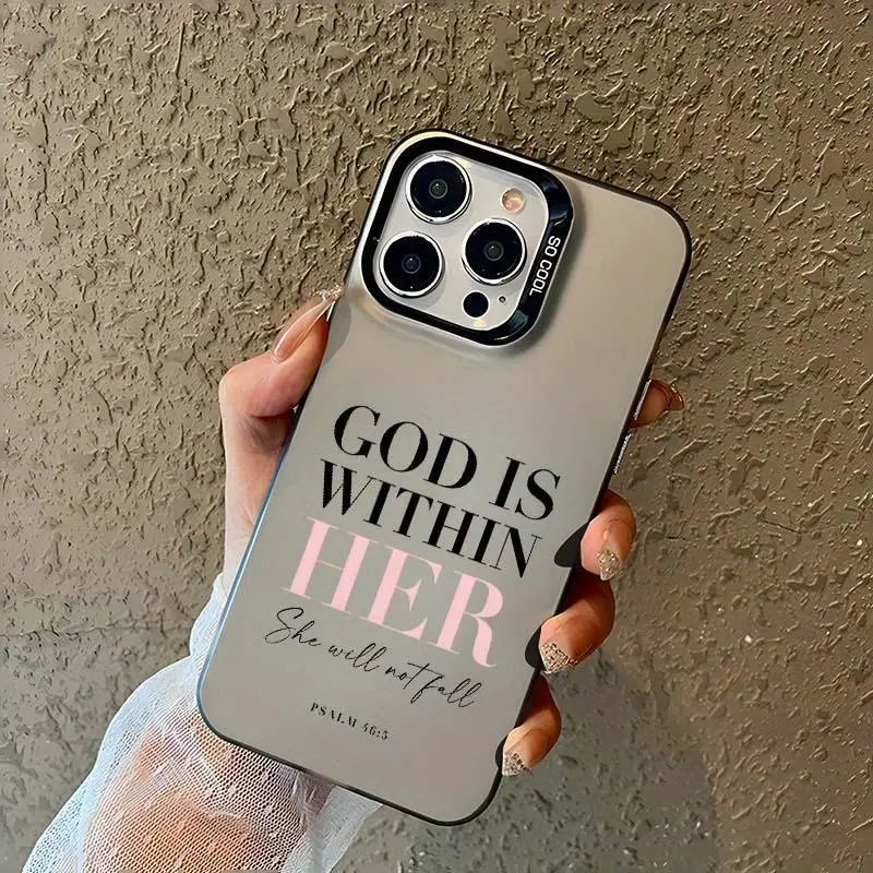 Pink Bible Psalms Quotes Christian Pattern Case for iPhone, Plus Shockproof Drop Protection Durable PC Smartphone Cover, IPhone/Samsung Phone Case