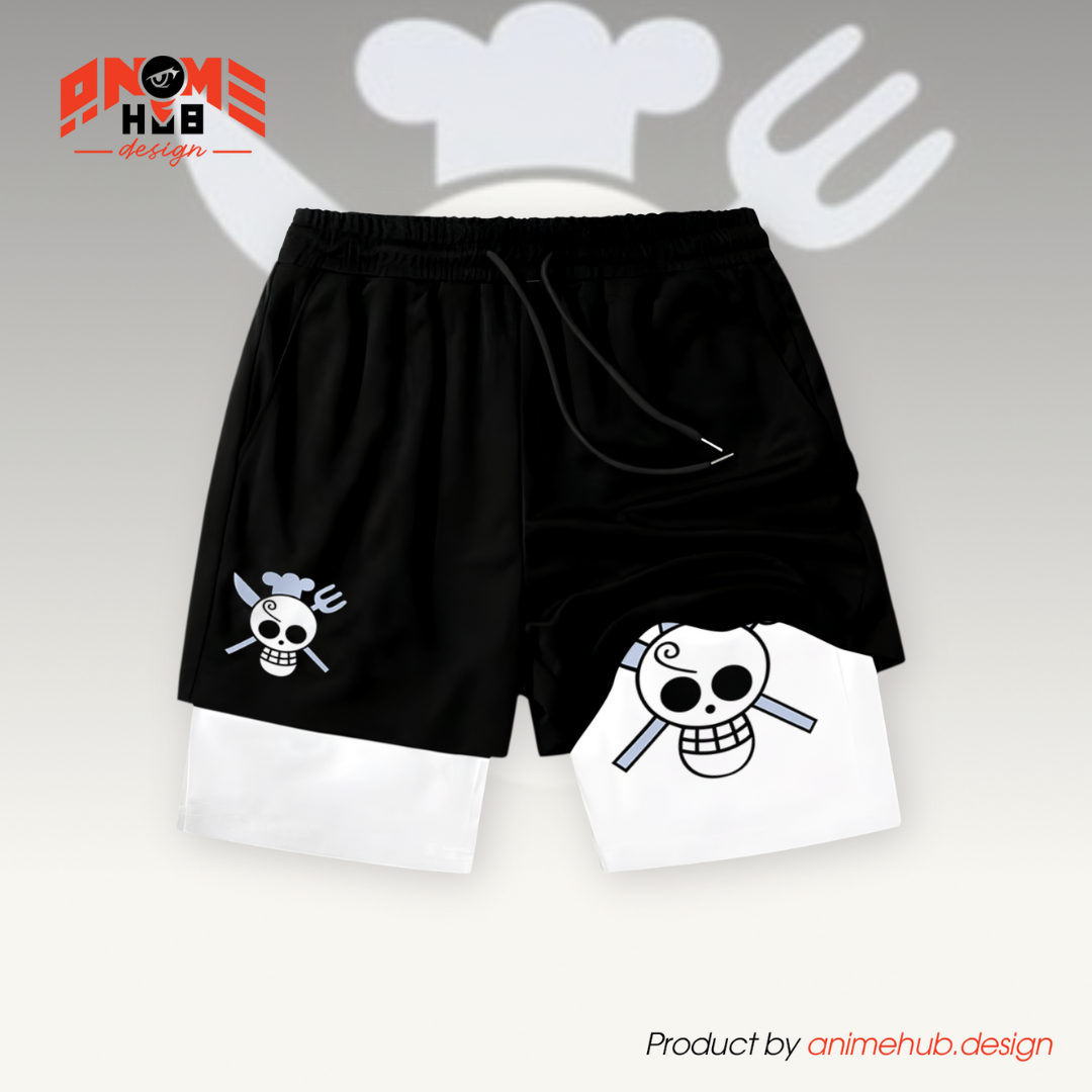One Piecee Shorts 1 – Sanji Jolly Roger Pirate Symbol Design ANIME HUB