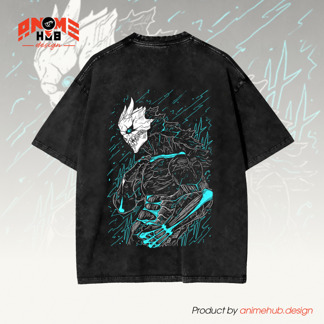 Kaiju No. 8 Warrior Double-Sided Unisex Washed Tee – Anime Oversize Graphic Shirt ANIME HUB