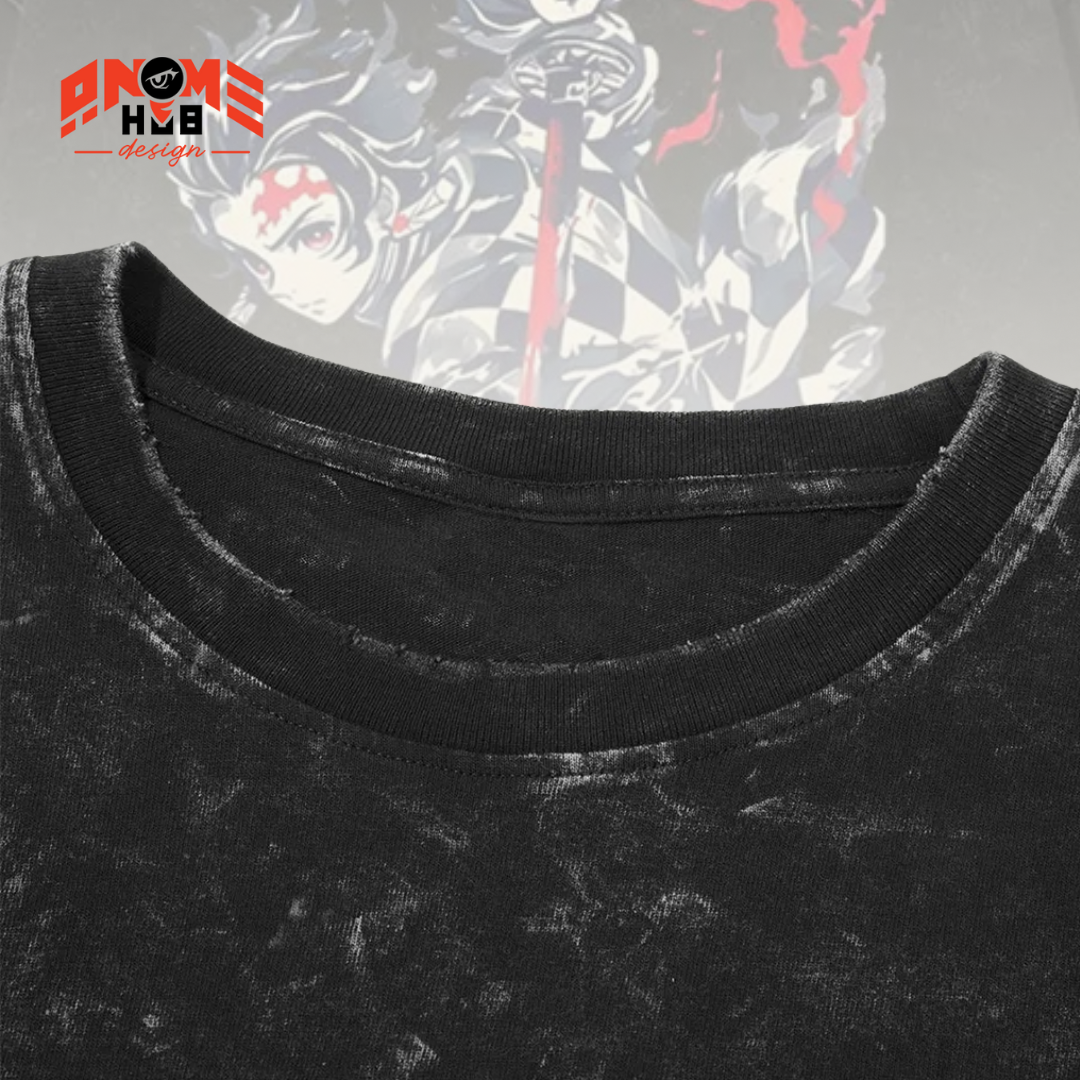 Demon Slayerr Double-Sided Unisex Washed Tee – Anime Kamado Tanjiro Shirt ANIME HUB