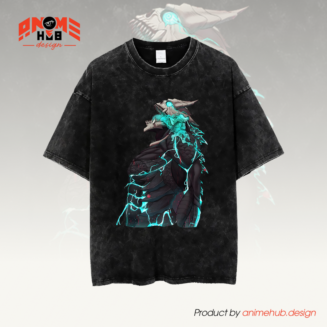 Kaiju No. 8 Monster Unisex Washed Tee – Anime Oversize Graphic Shirt ANIME HUB