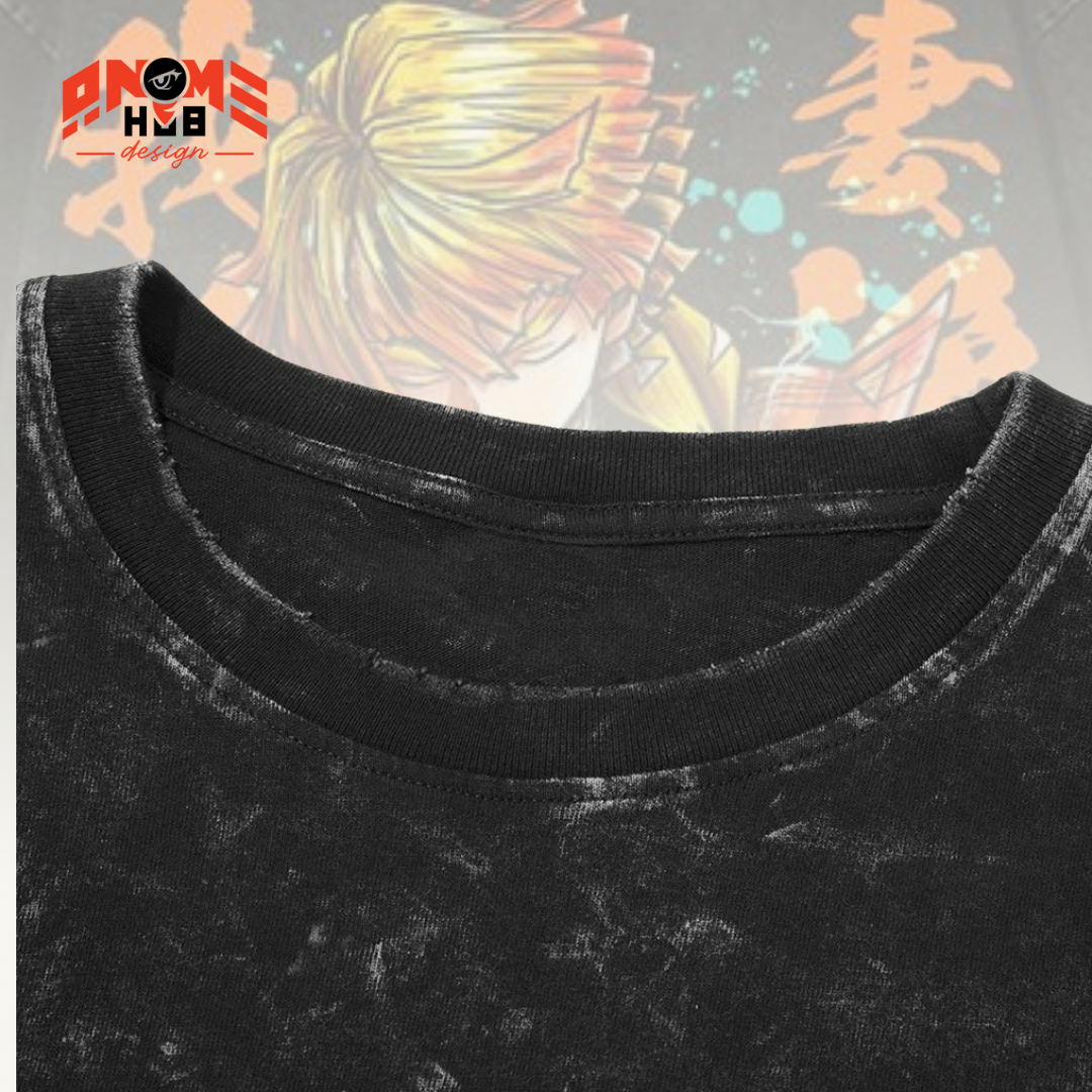 Demon Slayerr Double-Sided Unisex Washed Tee – Anime Agatsuma Zenitsu Shirt ANIME HUB