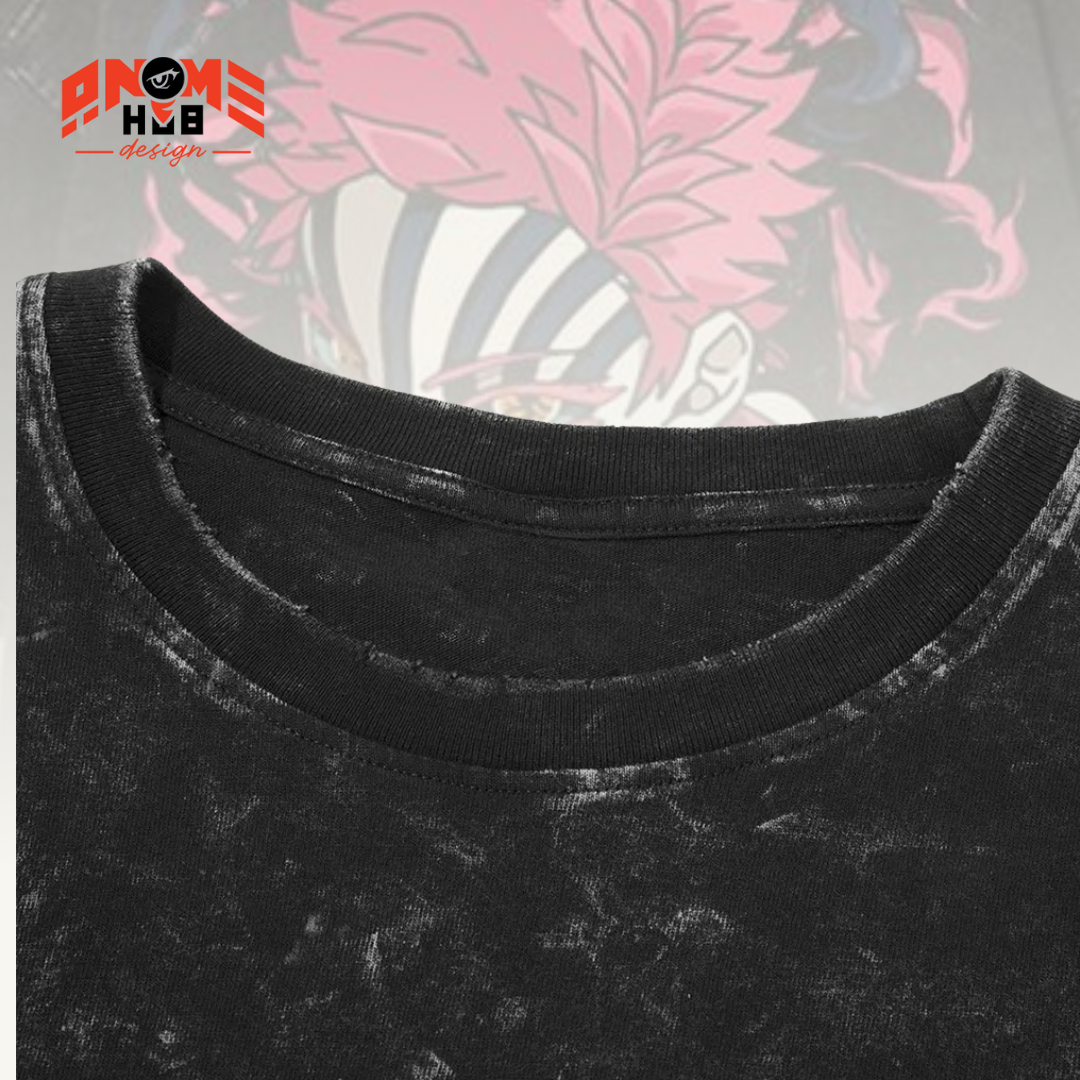 Demon Slayerr Double-Sided Unisex Washed Tee – Anime Akaza Shirt ANIME HUB
