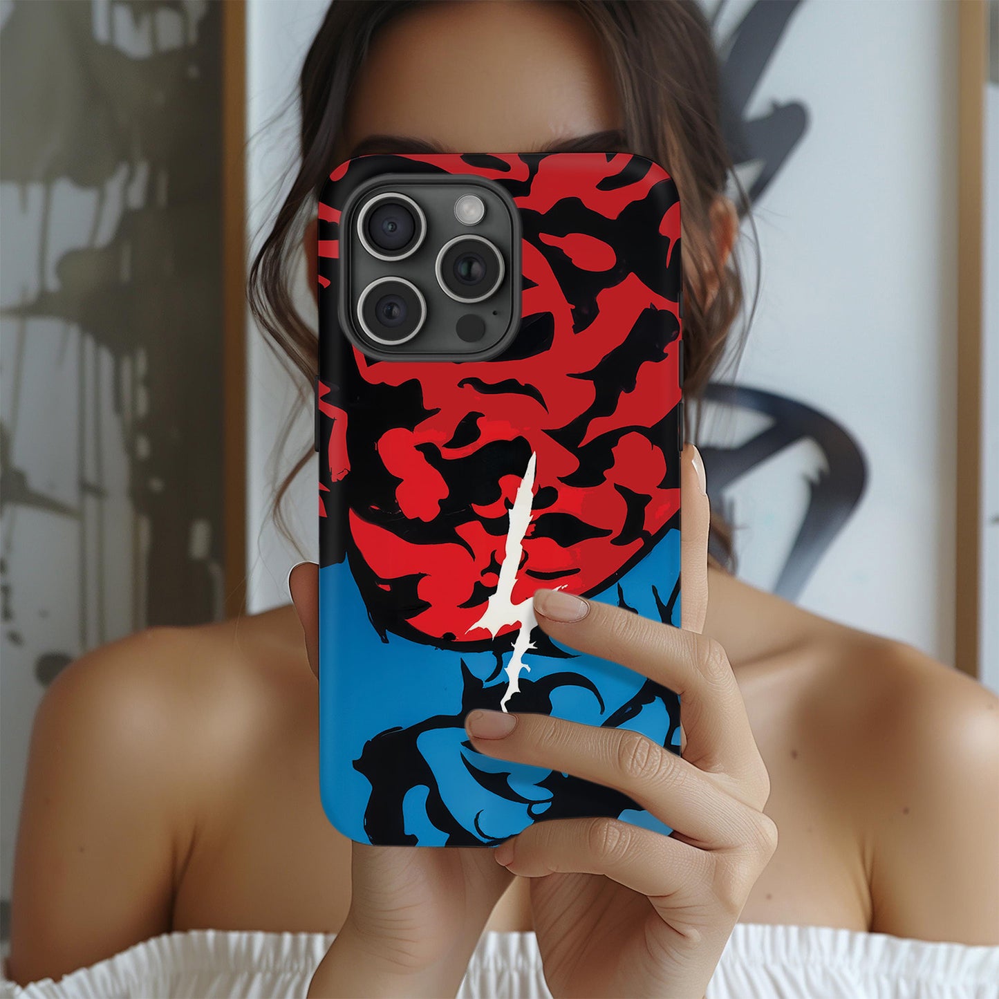 Build Hazard Inspired iPhone Case 1 – Stylish Shockproof Protective Phone Cover with Red-Black Abstract Design ANIME HUB