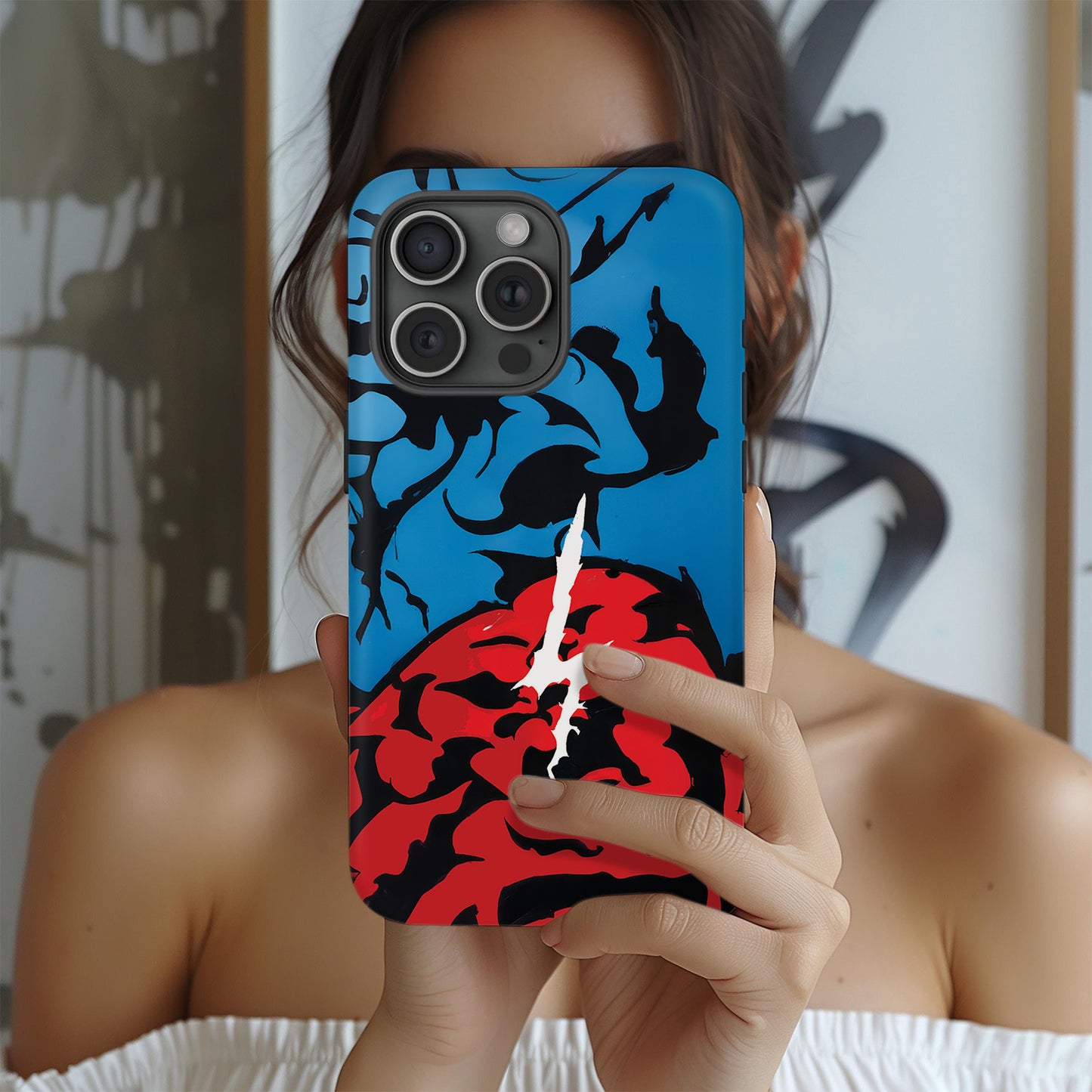 Build Hazard Inspired iPhone Case – Stylish Shockproof Protective Phone Cover with Red-Black Abstract Design ANIME HUB
