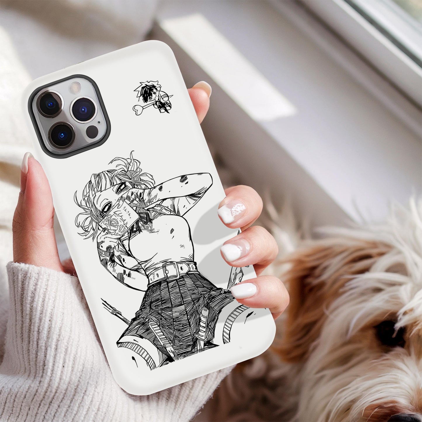 Anime Girl Samurai Phone Case – Black and White Manga Art Design ANIME HUB