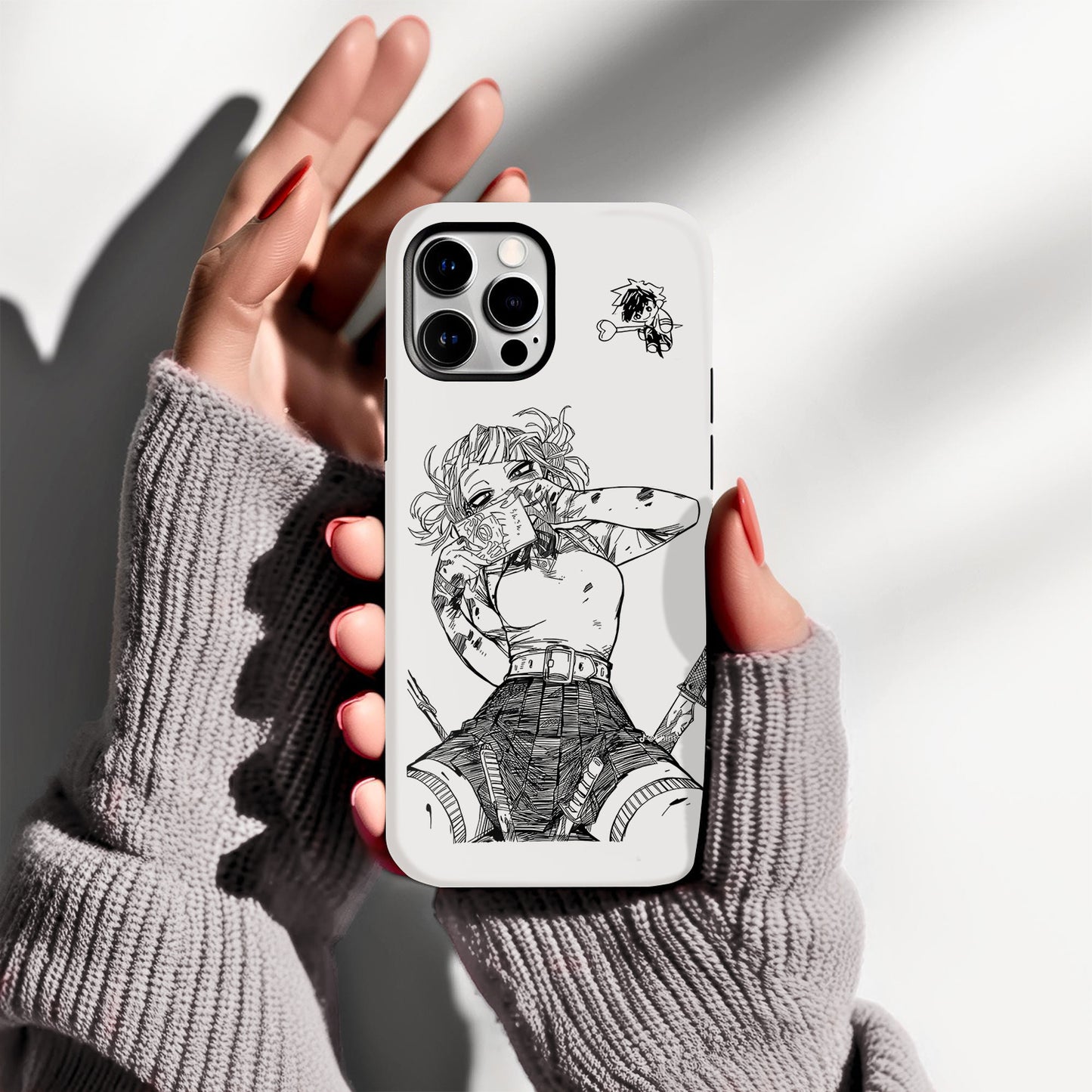 Anime Girl Samurai Phone Case – Black and White Manga Art Design ANIME HUB