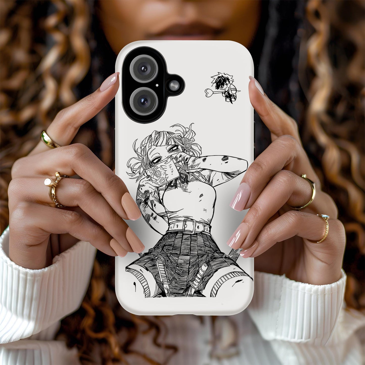 Anime Girl Samurai Phone Case – Black and White Manga Art Design ANIME HUB