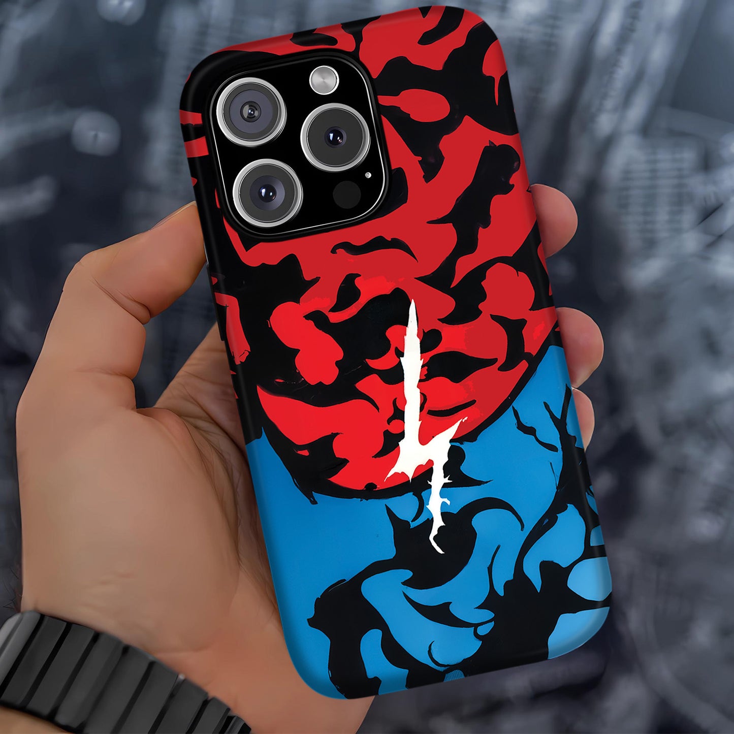 Build Hazard Inspired iPhone Case 1 – Stylish Shockproof Protective Phone Cover with Red-Black Abstract Design ANIME HUB