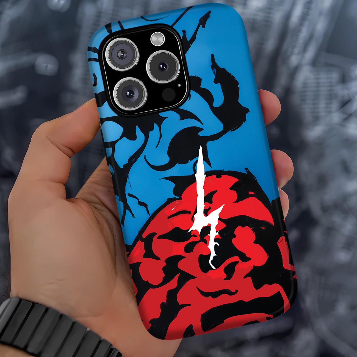 Build Hazard Inspired iPhone Case – Stylish Shockproof Protective Phone Cover with Red-Black Abstract Design ANIME HUB