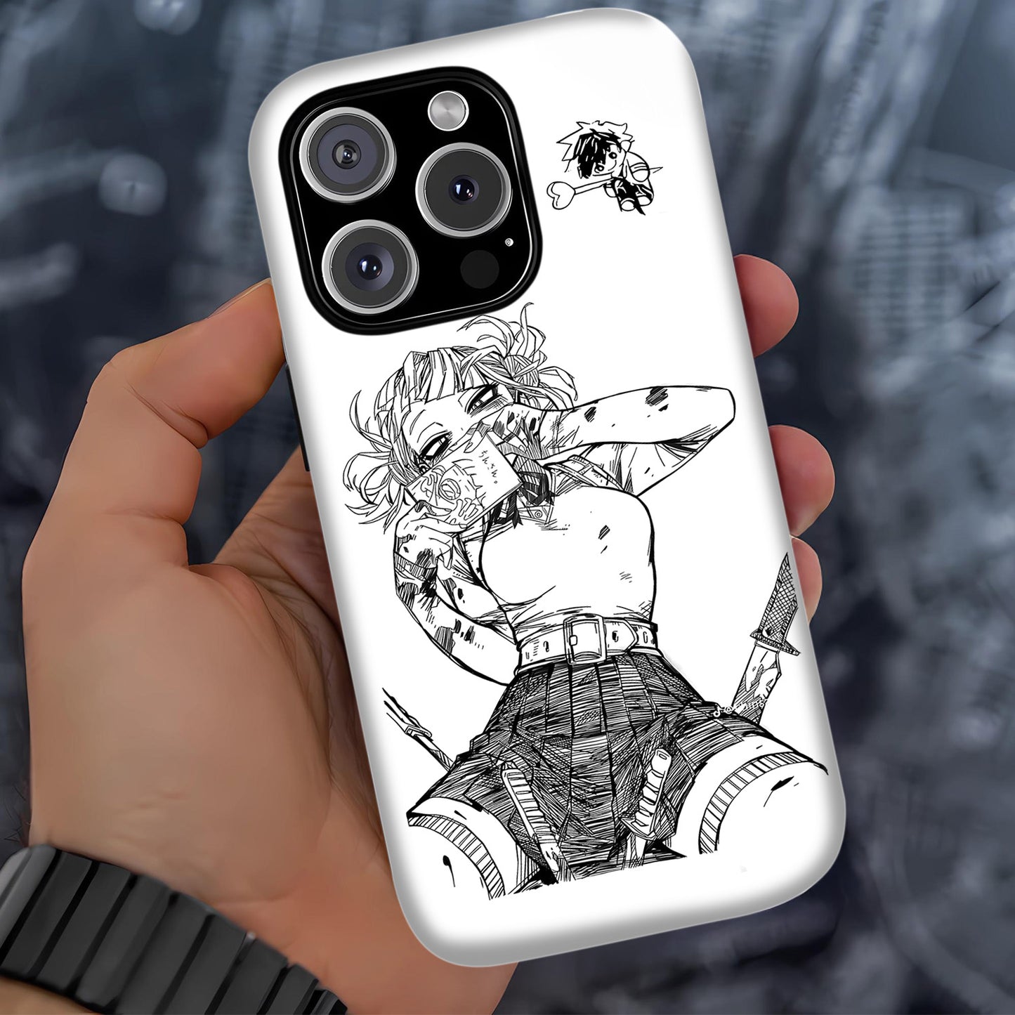 Anime Girl Samurai Phone Case – Black and White Manga Art Design ANIME HUB