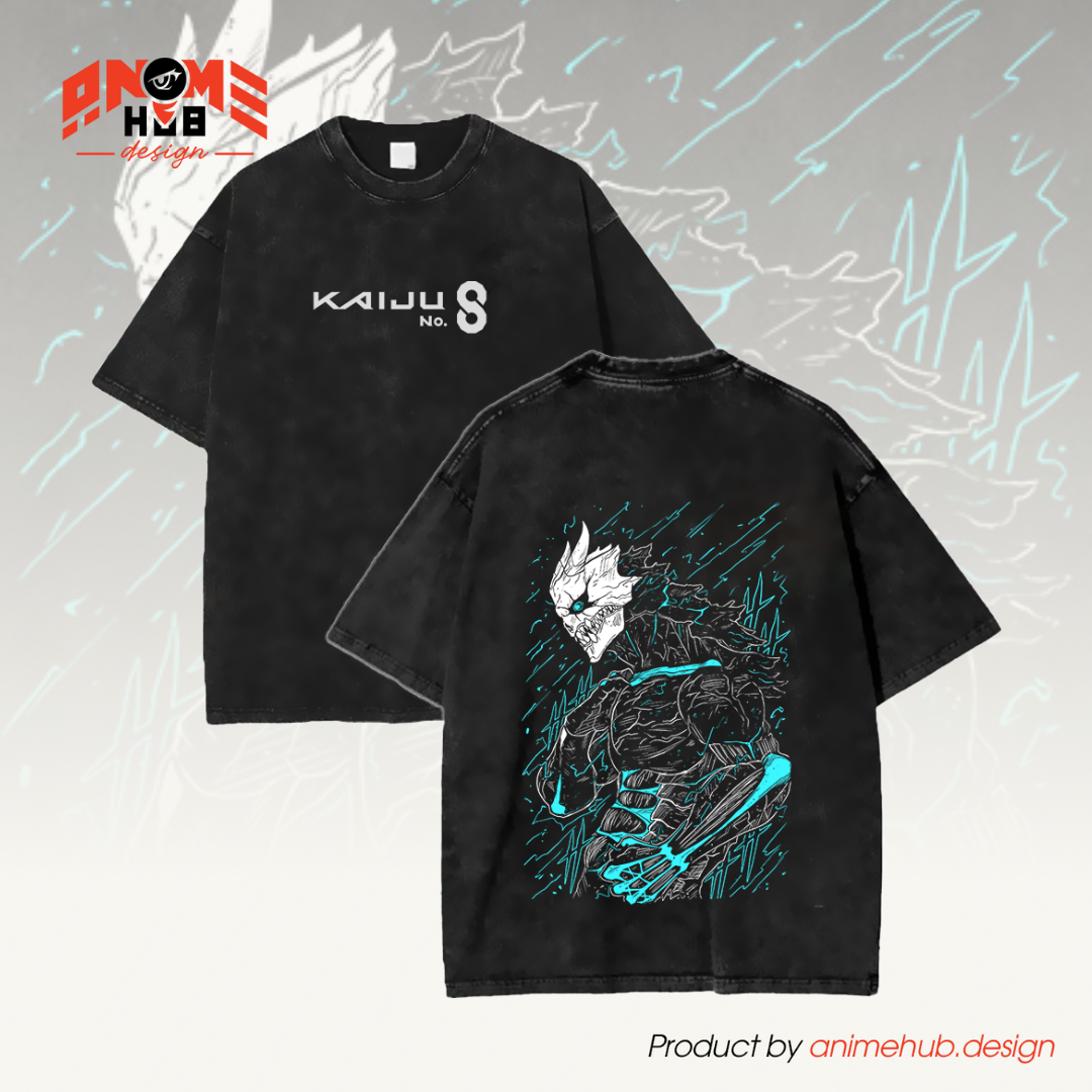 Kaiju No. 8 Warrior Double-Sided Unisex Washed Tee – Anime Oversize Graphic Shirt ANIME HUB