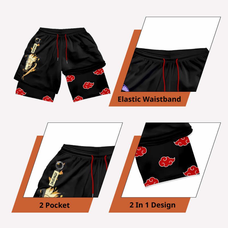 Uzumaki - Pantalones cortos de Narutoo Streetwear ANIME HUB