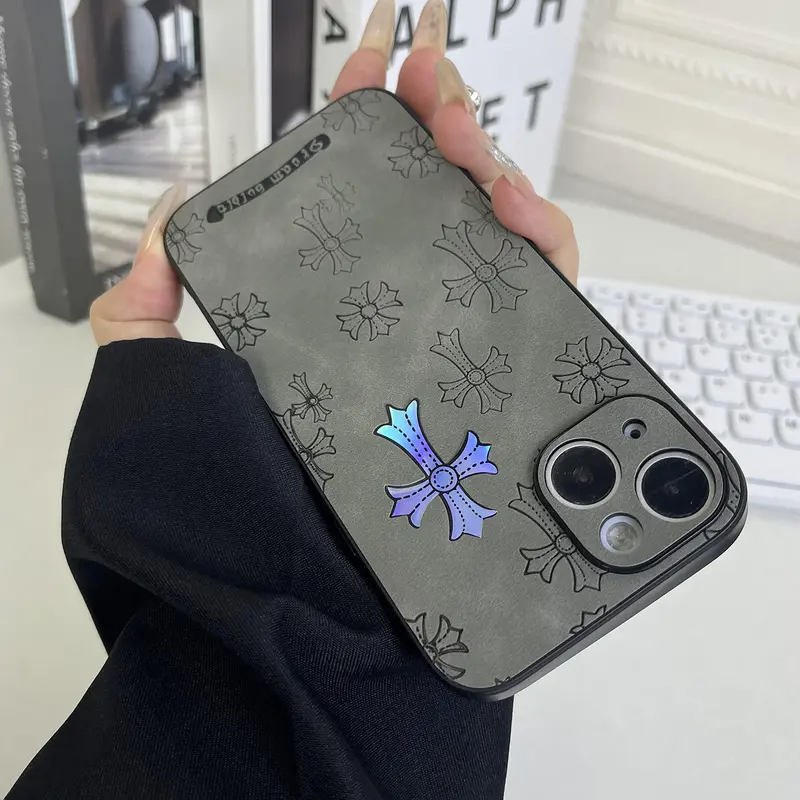 Grey Color, Cross Logo Phone Case Compatible With IPhone, Jesus Phone Case