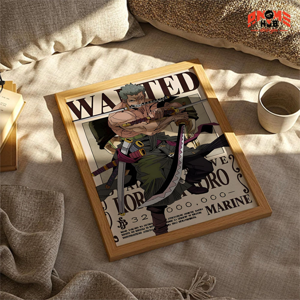 Onee Piecee Poster/Canvas, Art Anime Wall Print, Wall Decor – Wanted Rorronnoa Zoorro Poster/Canvas ANIME HUB
