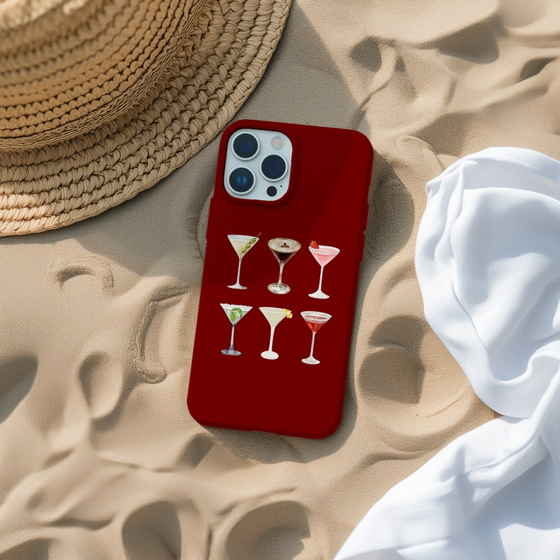 Cocktails Phone Case: Red Martini Print, Tough Protective Cover, Iphone/Samsung Case