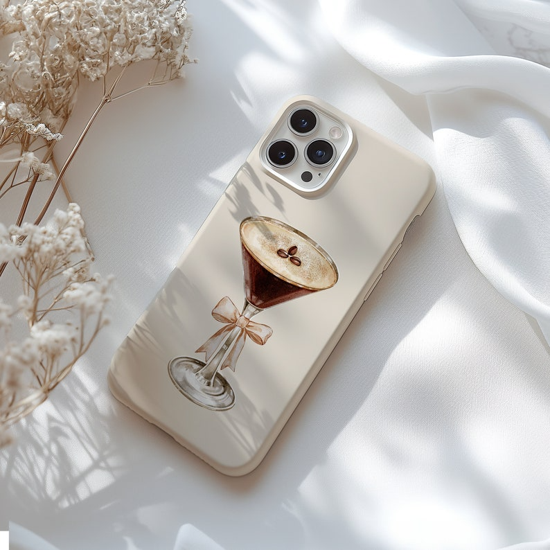 Espresso Martini Phone Case: Chic Cocktail Illustration, Girly Style, Iphone/Samsung Case