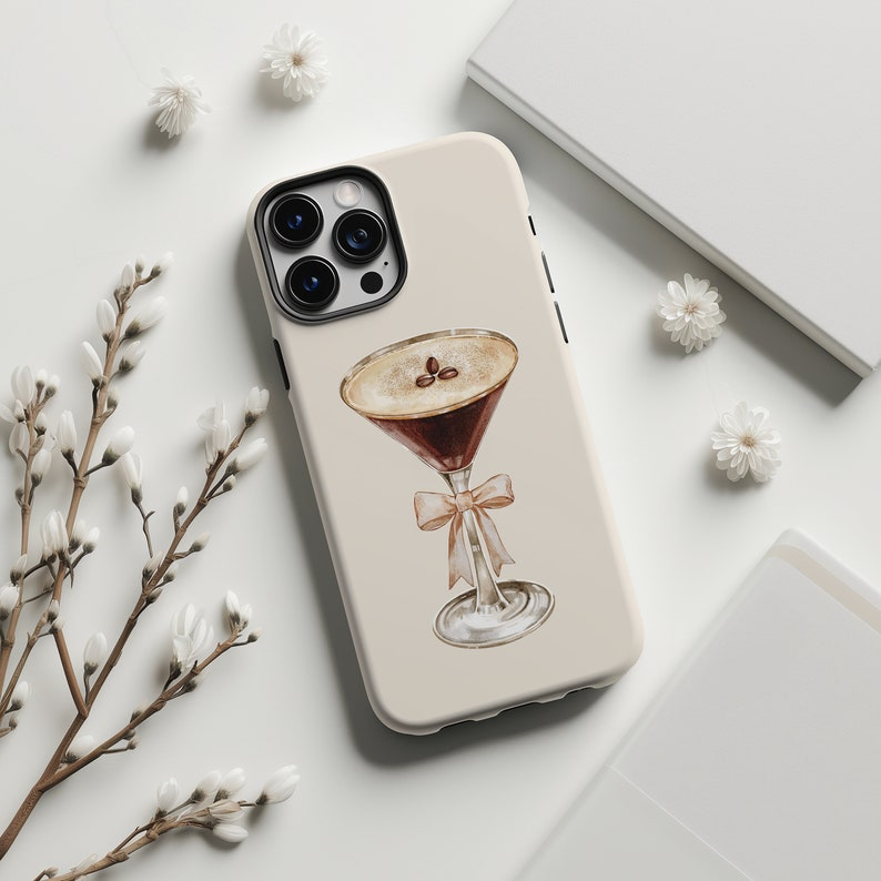 Espresso Martini Phone Case: Chic Cocktail Illustration, Girly Style, Iphone/Samsung Case