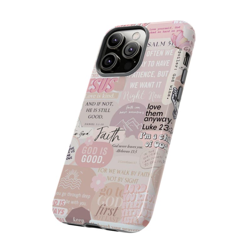 Preppy Pink Christian Phone Case: Faith Bible Verse Design, IPhone/Samsung Phone Case