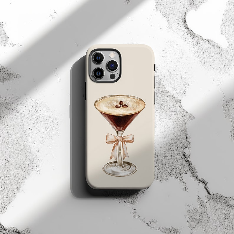 Espresso Martini Phone Case: Chic Cocktail Illustration, Girly Style, Iphone/Samsung Case