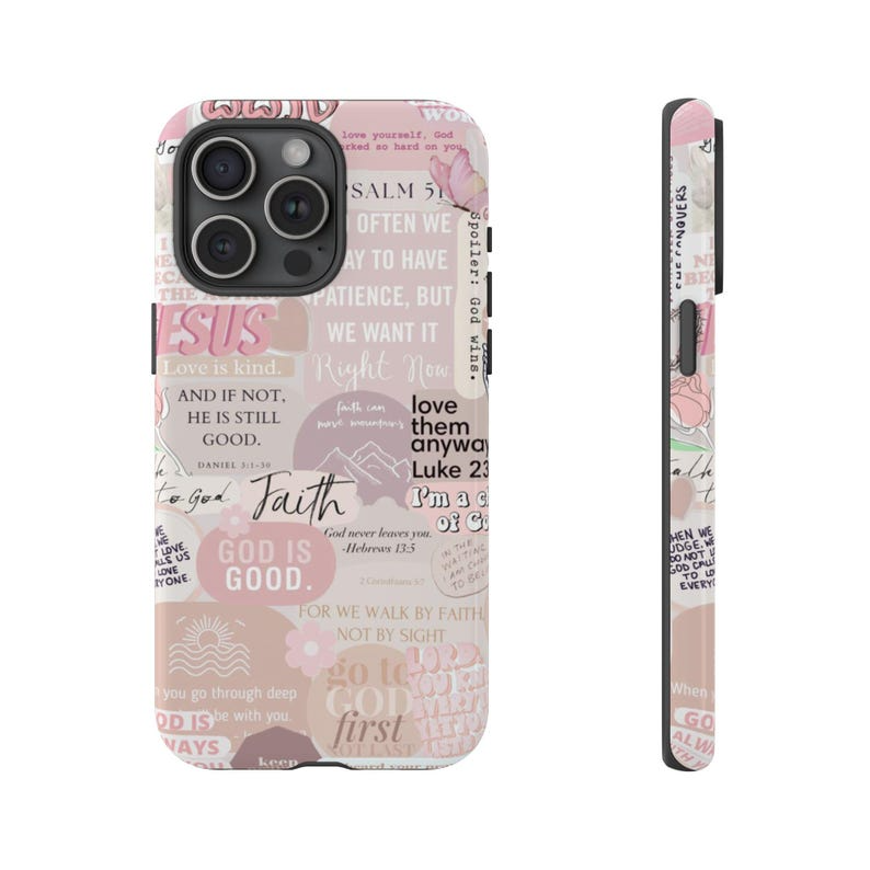 Preppy Pink Christian Phone Case: Faith Bible Verse Design, IPhone/Samsung Phone Case
