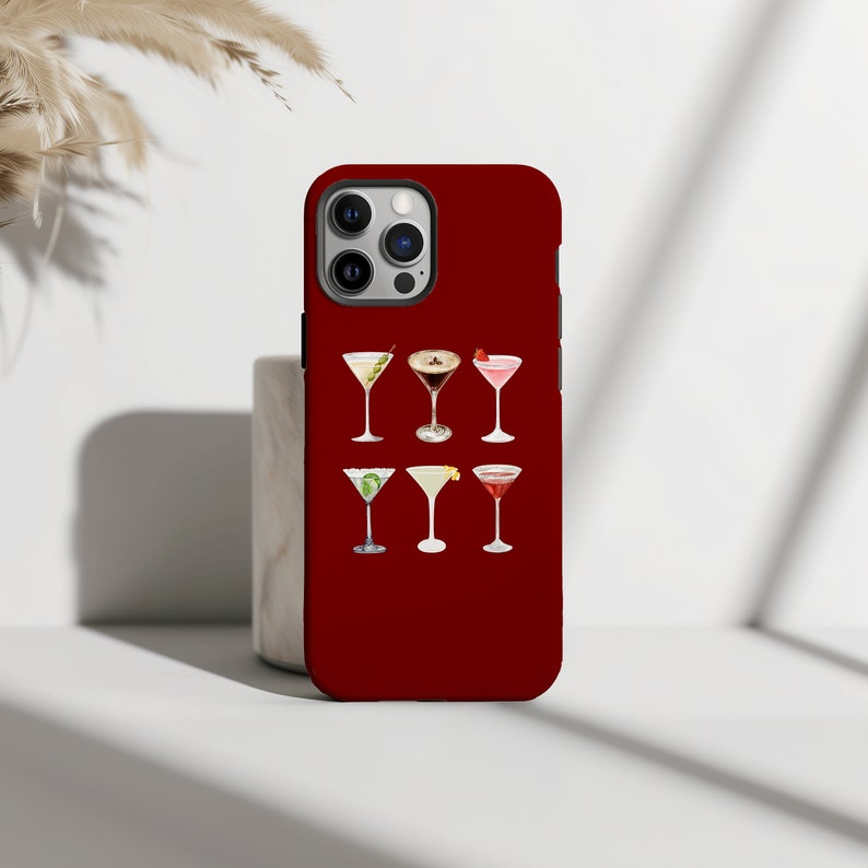 Cocktails Phone Case: Red Martini Print, Tough Protective Cover, Iphone/Samsung Case