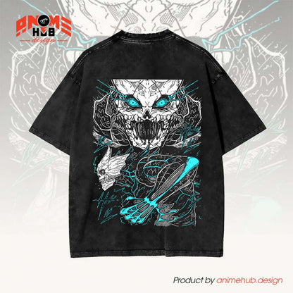 Kaaijuuu No. 8 Skull Double-Sided Unisex Washed Tee – Anime Graphic Shirt ANIME HUB
