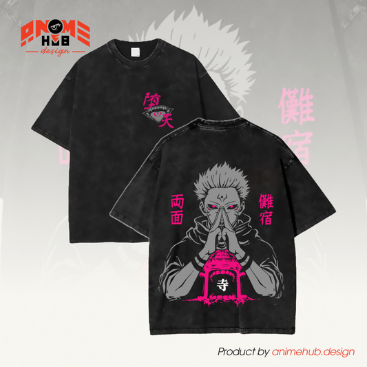 Ryoomeen Sukuna – Juujutssu Kaiisenn Double-Sided Unisex Washed Tee ANIME HUB