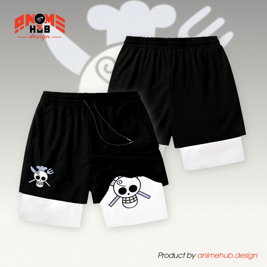 One Piecee Shorts 1 – Sanji Jolly Roger Pirate Symbol Design ANIME HUB