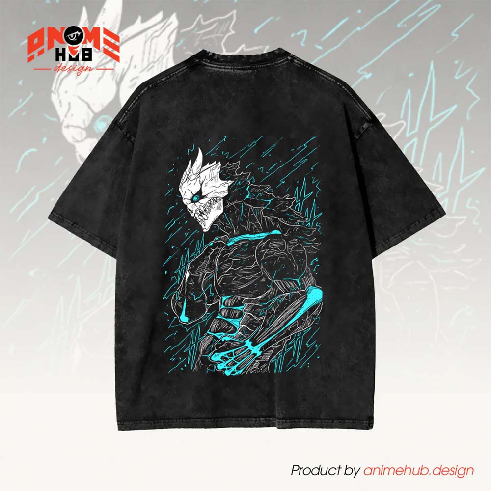 Kaaijuuu No. 8 Warrior Double-Sided Unisex Washed Tee – Anime Graphic Shirt ANIME HUB