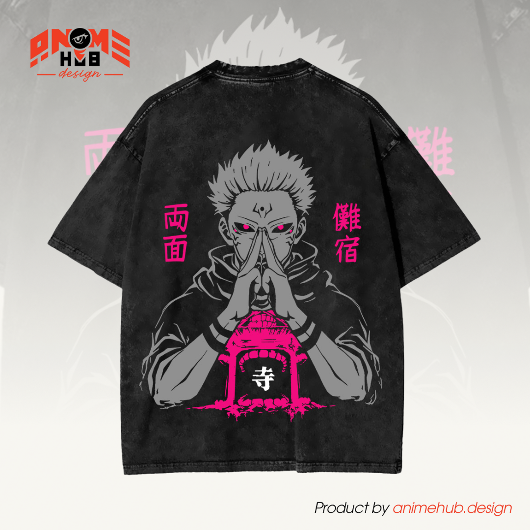 Ryoomeen Sukuna – Juujutssu Kaiisenn Double-Sided Unisex Washed Tee ANIME HUB