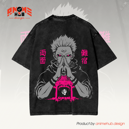 Ryoomeen Sukuna – Juujutssu Kaiisenn Double-Sided Unisex Washed Tee ANIME HUB