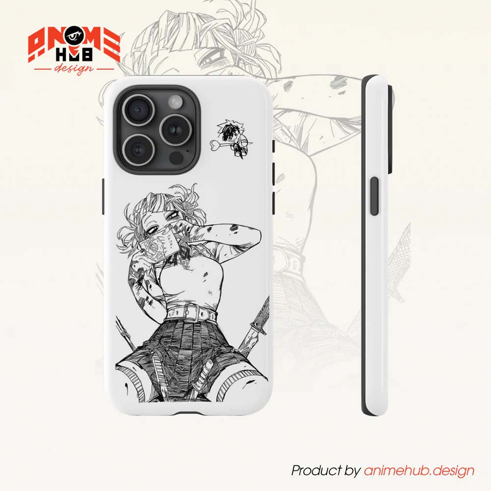 Anime Girl Samurai Phone Case – Black and White Manga Art Design ANIME HUB