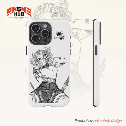 Anime Girl Samurai Phone Case – Black and White Manga Art Design ANIME HUB
