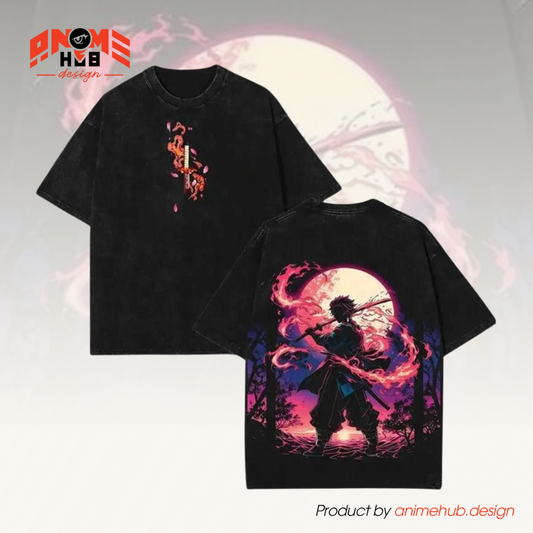 Demon Slayerr Double-Sided Unisex Washed Tee – Anime Kamado Tanjiro 1 Shirt ANIME HUB