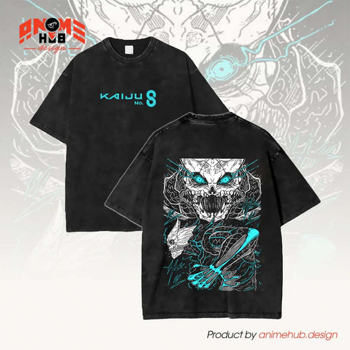 Kaaijuuu No. 8 Skull Double-Sided Unisex Washed Tee – Anime Graphic Shirt ANIME HUB