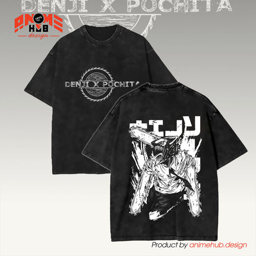 Chainnsaww Man 1 Double-Sided Unisex Washed Tee – Anime Graphic Shirt ANIME HUB