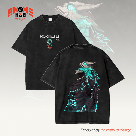Kaiju No. 8 Monster Double-Sided Unisex Washed Tee – Anime Oversize Graphic Shirt ANIME HUB