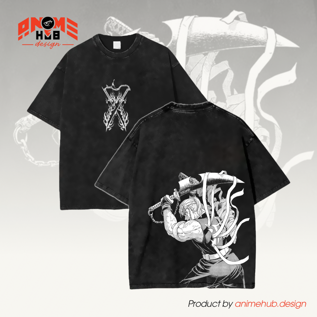 Demoon Slayerr Double-Sided Unisex Washed Tee – Anime Uzuii Tengenn 1 Shirt ANIME HUB