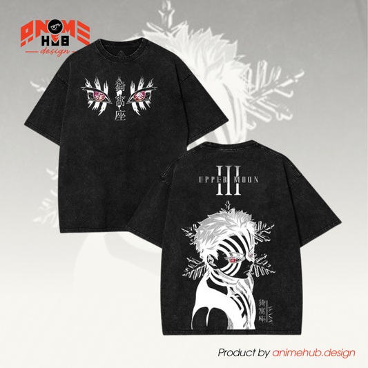 Demon Slayerr Double-Sided Unisex Washed Tee – Anime Akaza 3 Shirt ANIME HUB