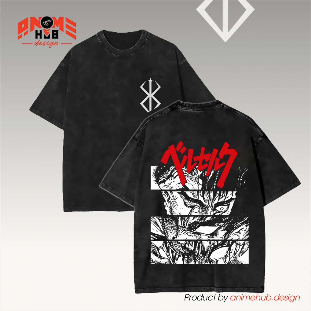 Berrserkk Double-Sided Unisex Washed Tee – Anime Graphic Shirt ANIME HUB
