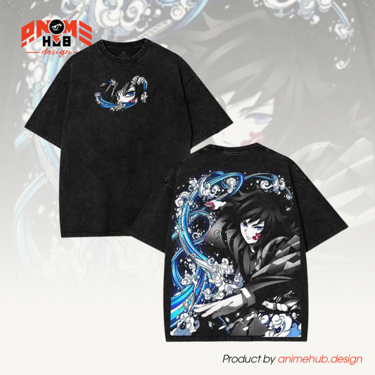 Demon Slayerr Double-Sided Unisex Washed Tee – Anime Tomioka Giyuu Shirt ANIME HUB
