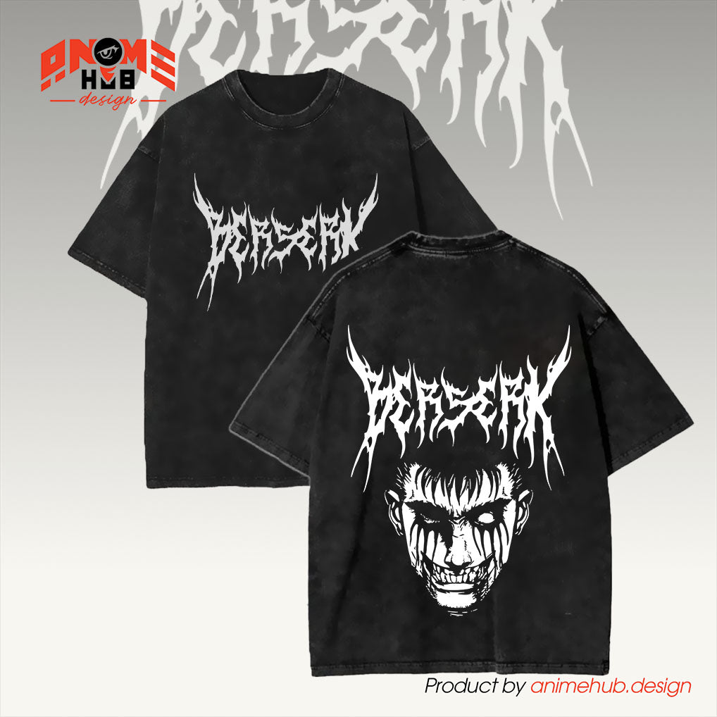 Berrserkk 3 Double-Sided Unisex Washed Tee – Anime Graphic Shirt ANIME HUB
