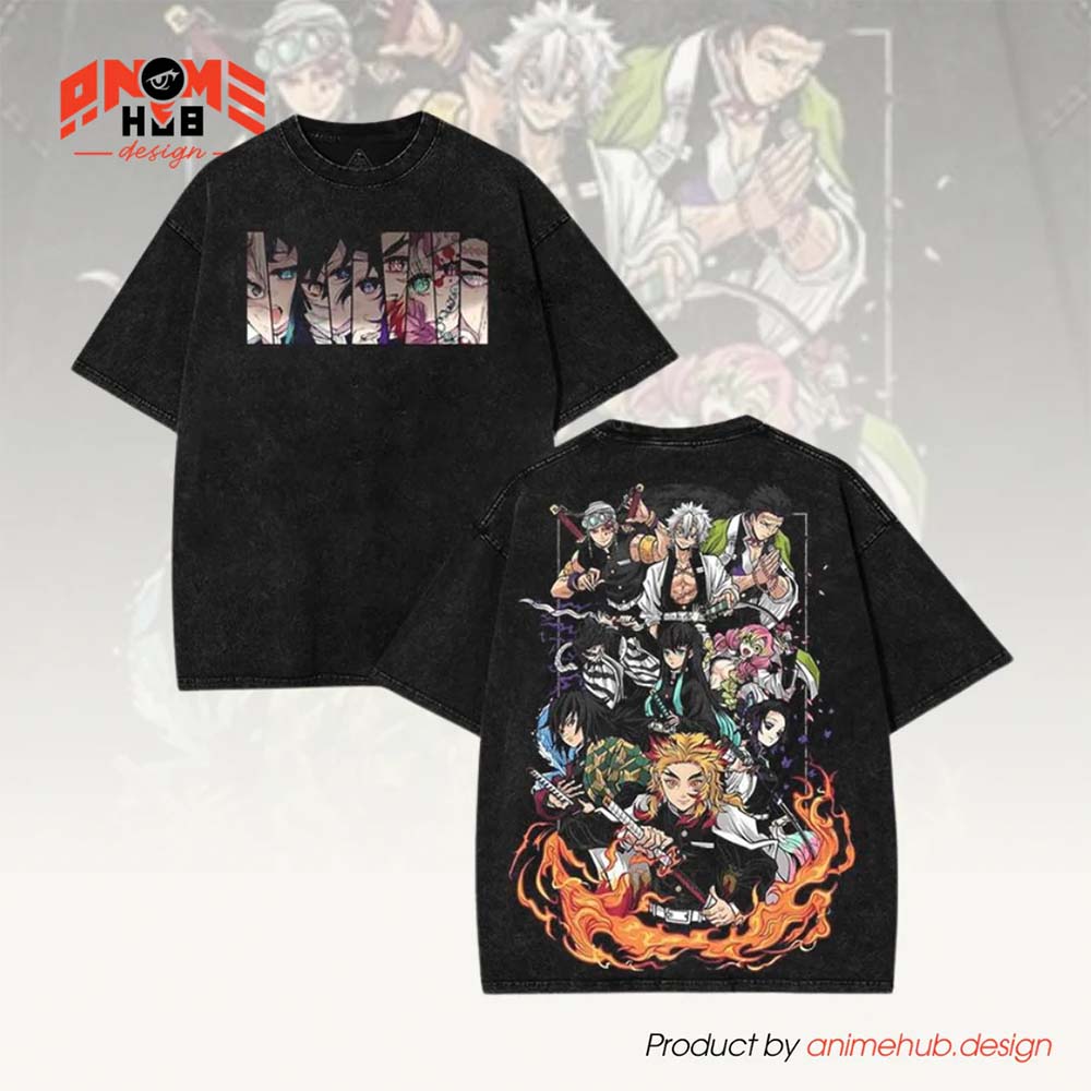 Demoon Slayerr Double-Sided Unisex Washed Tee – Anime Shirt ANIME HUB