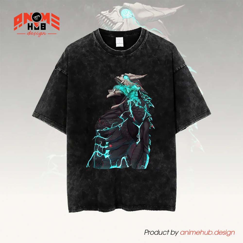 Kaaijuuu No. 8 Monster Unisex Washed Tee – Anime Oversize Graphic Shirt ANIME HUB