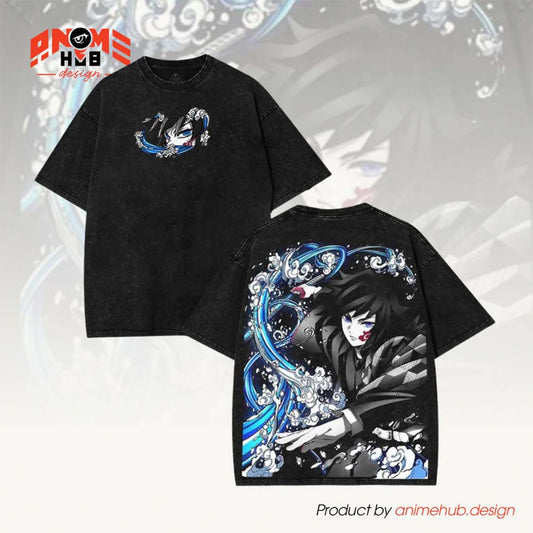 Demoon Slayerr Double-Sided Unisex Washed Tee – Anime Tommiokka Giyyuu Shirt ANIME HUB