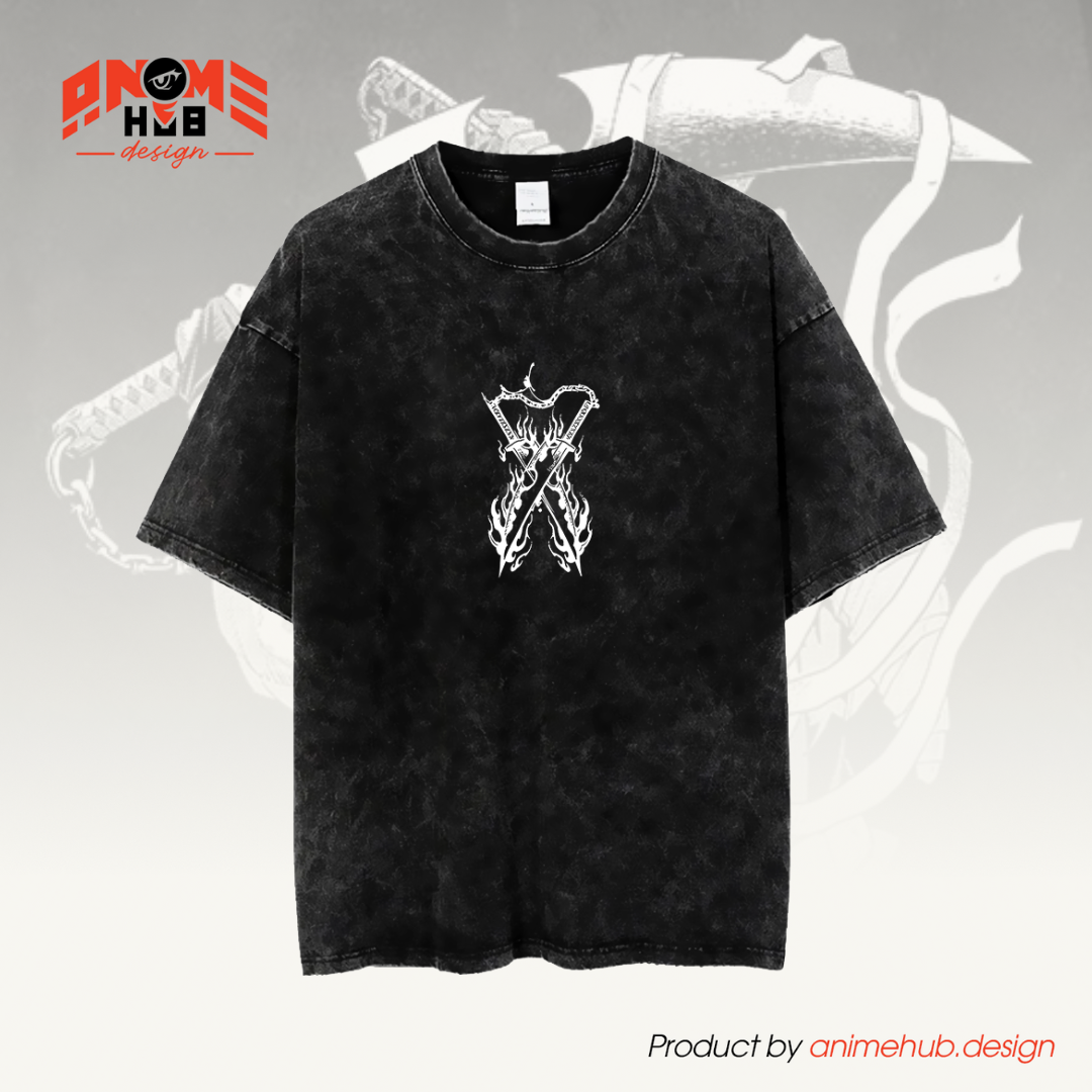 Demoon Slayerr Double-Sided Unisex Washed Tee – Anime Uzuii Tengenn 1 Shirt ANIME HUB
